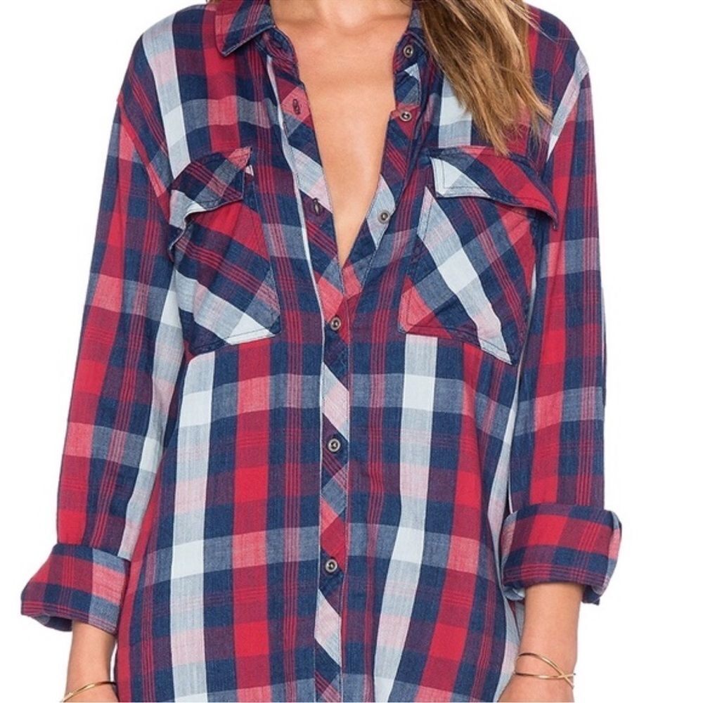 Rails Brayden button down shirt in red indigo size XS